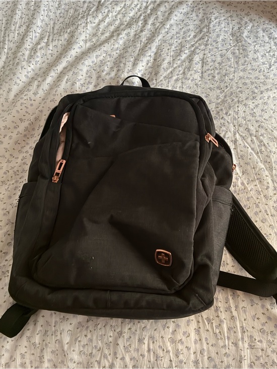 SwissGear Handbags - Black and Pink SWISSGEAR Backpack with Rose Gold Accents